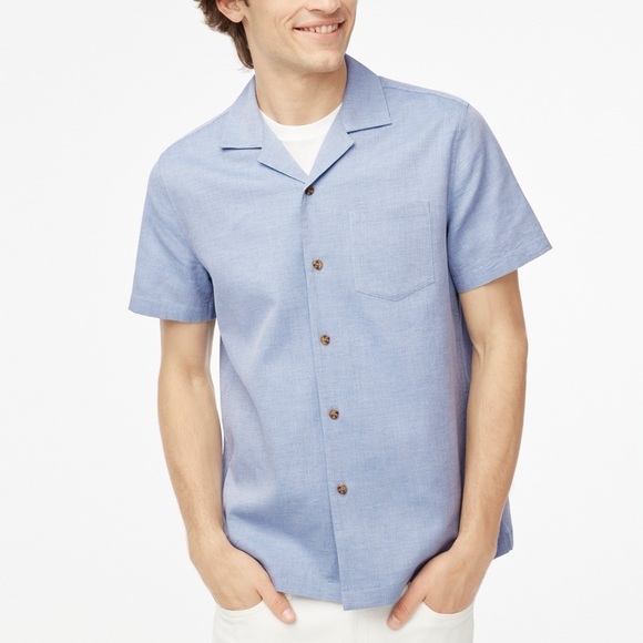 J.Crew Factory Short-sleeve textured dobby camp shirt Blue Men’s Size XS NWT - Picture 1 of 9